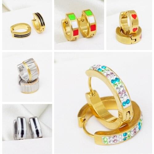 New Titanium Stainless Steel Gold/Silver Color Hoop Earrings for Women Girls Man Punk Jewelry Gifts