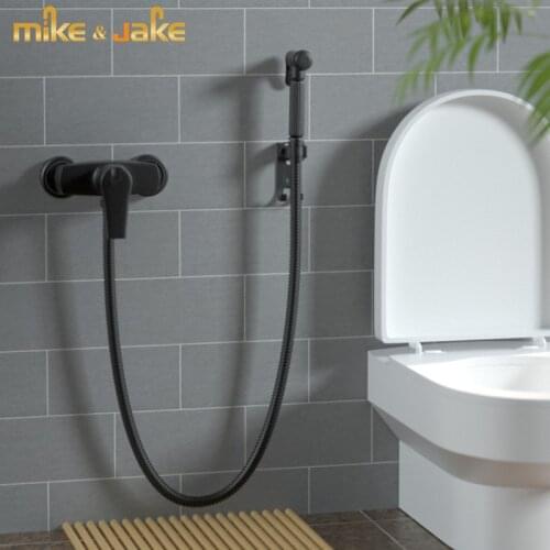 Black Brass Bathroom bidet Shower Faucet Bath Faucet Mixer Tap hot and cold bidet mixer Set Wall Black Shower Set Bathroom