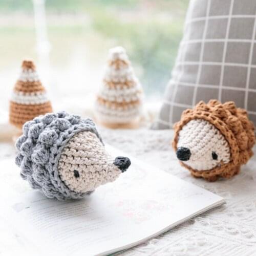 Creative Handmade Hedgehog Crochet Animal Craft Baby Bedroom Nursery Ornament Display Figurines Home Decor Desktop Accessories