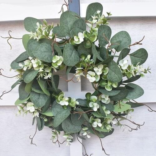 Eucalyptus Wreath White Berries Artificial Leaves Background Hanging Wall Window Decorative Wedding Party Home Decoration
