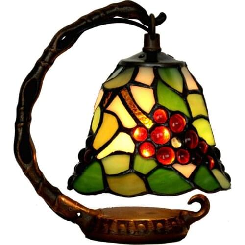 Grape night light stained glass artwork bedside small decoration gift 6 inch Tiffany table lamp