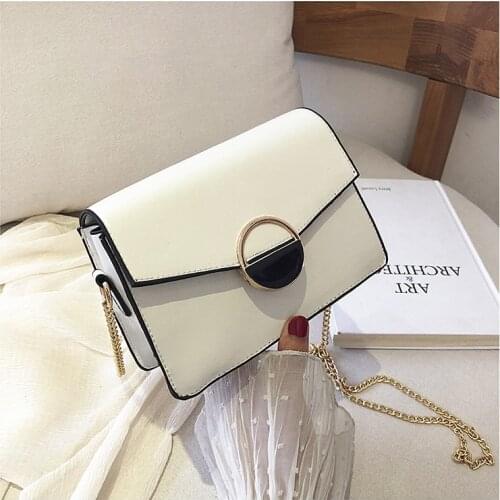 2020 Brand New Women Chain Small Cross Body Bag Female Leather Shoulder Square Solid Lightweight Buckle Messenger Bag