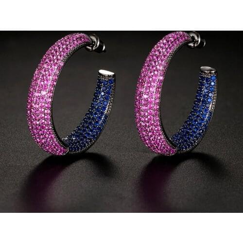 Zlxgirl Two mixed Color AAA Cubic Zirconia Bridal earring Women Gold Color Big Tassel Stud Earrings CZ Dubai Bridal Earrings