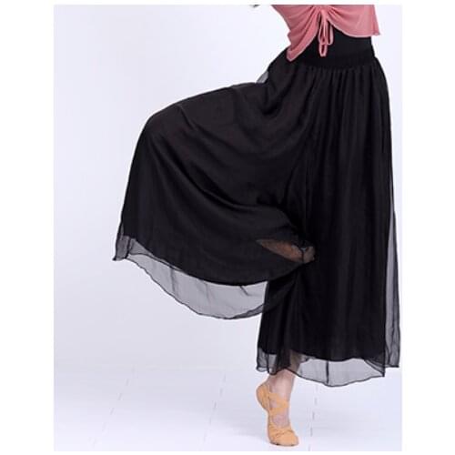 Women Dance Wide Leg Pants Ballet Practice Pants Adults Yoga Jogging Classical Trousers Loose Long Chiffon Pants Harem Pants