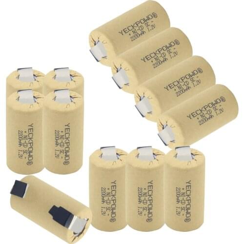 12 pcs 2200mAh Moscow warehouse sub C battery NICD SC batteries 1.2V rechargeable rechargeable soldering tape for makita for B&D