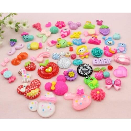 200pcs kawaii Resin animal, sweets ,Flower,Miniature,Glitter, Deco cabochon Flatbacks mix quality selected sampler set