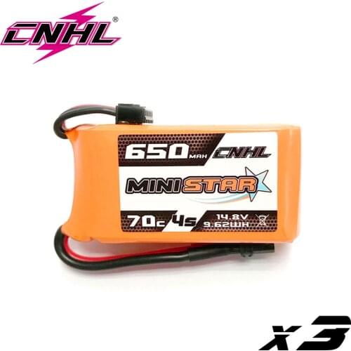 3PCS CNHL Lipo 4S MiniStar 14.8V 650mAh Battery 70C with XT30U Plug RC Batteries for Mini Quad FPV Quadcopter Drone RC JJPRO