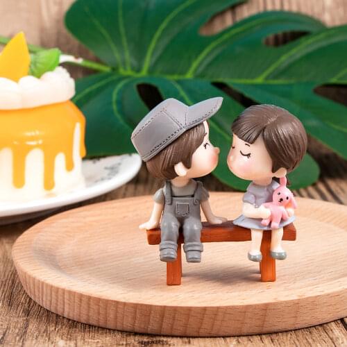 3 Pcs/Set Mini Stool Couples Dolls Fairy Garden DIY Micro Landscape Decor Figures Figurine Decoration Crafts 2 Colors