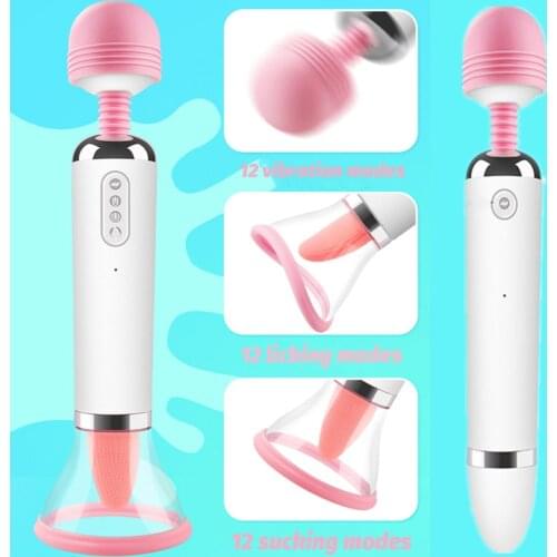 3 In 1 Tongue Licking Sucking Vibrator Pussy Licking Heating Tongue Clitoris Stimulator AV Vibrators Female Masturbator Sex Toys