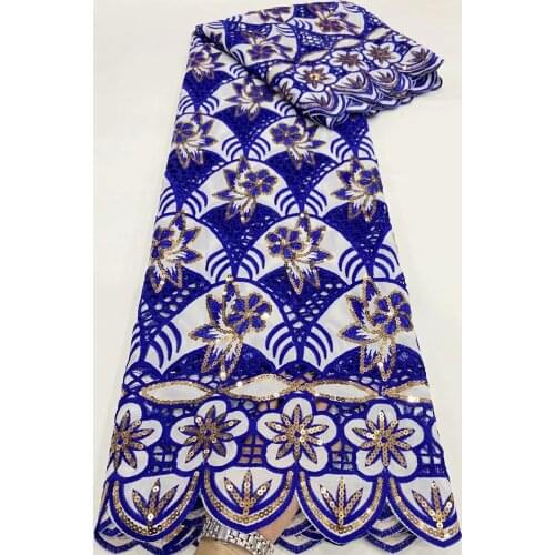 5yards/pc) Latest African laser cut chiffon lace fabric with sequins embroidery fashion Nigerian party lace for dress WZZ035