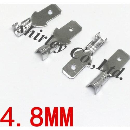 50sets 4.8 mm with transparent sheath inserted spring 4.8mm male connector terminal Faston with insulator for wire