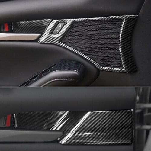 ABS Matte/ carbon Fibre Auto Inner Door Bowl Protector Frame Cover Trim Car Styling 4pcs for Mazda 3 2019 2020 Accessories Ce