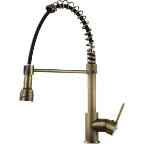 Antique Kitchen High-pressure Pull Spring Tap Washbasin Groove Multi-functional Telescopic Hot and Cold Water Tap