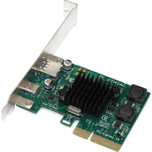 ASM3142 Chip USB3.1 Expansion Card PCI-E to Type-A/Type-C Dual-port for Desktop PC Motherboard PCIE 4x Riser 1000Mbps