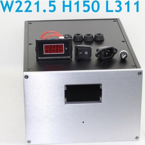 VU Power box Multi Function Aluminum Chassis Digital Meter Head DIY Hifi Enclosure W221.5 H150 L311