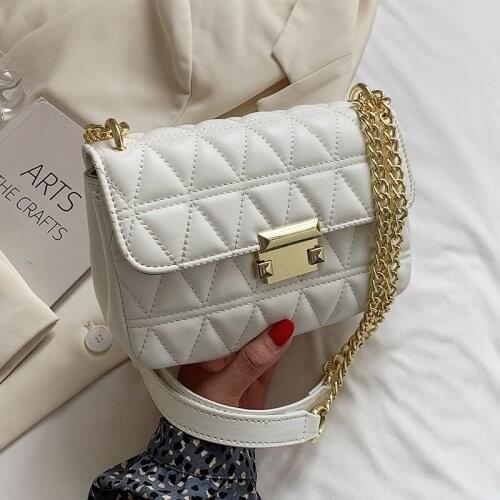 Chain Brand Designer Small PU Leather Flap Crossbody Bags for Women 2021 Simple Fashion Shoulder Purses and Handbags Red