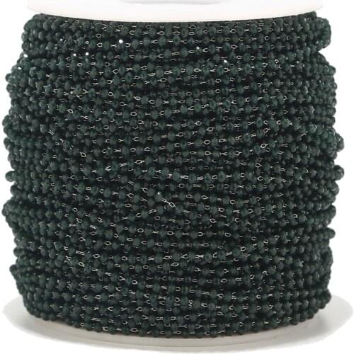 5 Meter 3.5mm Handmade Glass Beaded Chains Stainless Steel Rondelle Faceted Beads Rosary Link Chain for Jewelry Making Supplies