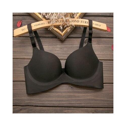 Black beige color Hot Sell Sexy Bra Seamless One Piece Smooth push up Bra Gather Adjustable solid color bra for summer woman bra