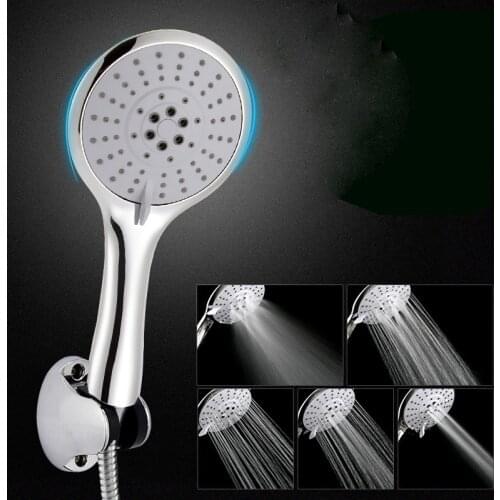 Zhang Ji 5 functions 4.5" Round Handhold Shower Head Abs Large Panel Bathroom Rainfall Showerheads Nozzle