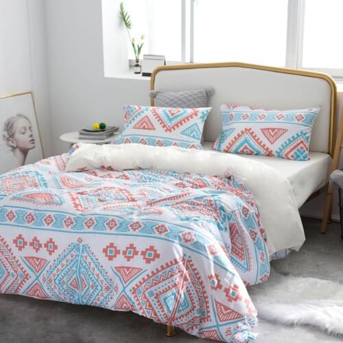 King Comforter Cover Set Queen 3 Pieces Bohemian Pillow Cases Modern Geometrical Alternative Duvet Soft Quilt Bedding Accessory
