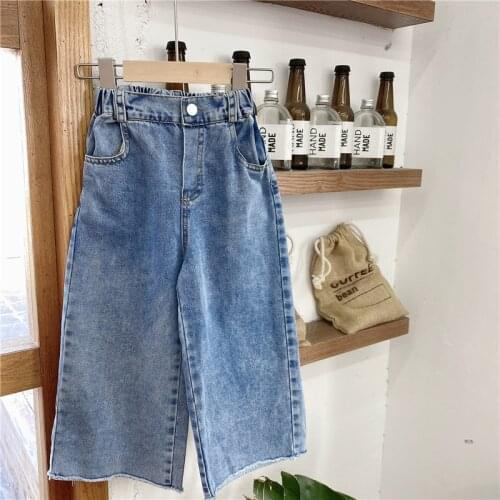 2021 Korea style girls boys denim pants autumn fashion kids long jeans pants 2-7 years