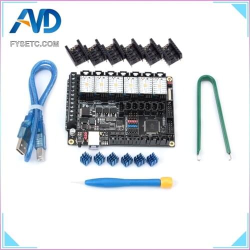 FYSETC F6 V1.3 Board ALL-in-one Electronics Solution Mainboard + 6pcs Special TMC2208 V1.2 + 6pcs Protector For Freely UART