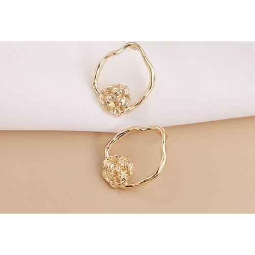GSOLD Fashion Alloy Embossed Rose Earrings Geometric Simple Hollow Metal Drop Earring Women Jewelry Accessories Wholesale