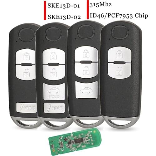 Jingyuqin 2/3/4 Buttons Smart Remote Fob FSK 315MHz ID49 For Mazda CX-3 CX-5 Speed 3 2013 -- 2017 SKE13D-01 SKE13D-02