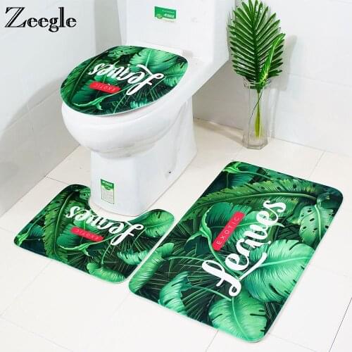 Zeegle Mats For Bathroom Floor Mat Absorbent Toilet Lid Cover Bathroom Carpet Set Non-slip Bath Mat Bathroom Rug Shower Room Mat