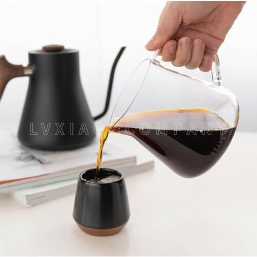 Fellow Mighty Small Glass Serving Carafe for Coffee & Tea, No-Drip Spout, Sturdy Handle ,Smoke Grey / Transparent, 10oz/300mL