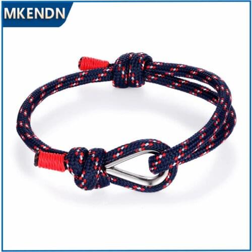 MKENDN High Quality Anchor Bracelets Men Women Charm Nautical Survival Rope Chain Paracord Bracelet Sport Hooks Summer Style