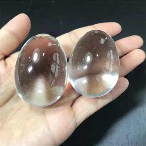MOKAGY Natural Hand Carved Clear White Transparent Crystal Massage Yoni Egg 2pc