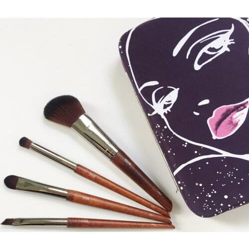 MUFE-SERIES TRAVEL BRUSH SET - 4-Brushes(150w 228s 216s 172s) on-go Travel Brush kit with pouch mirror - Beauty Makeup Blender