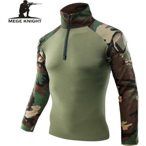 Mege Men Military Army Tactical Combat Shirt Camouflage USMC Soldier Military Style Long Sleeve Battle Shirt Airsoft Clothing