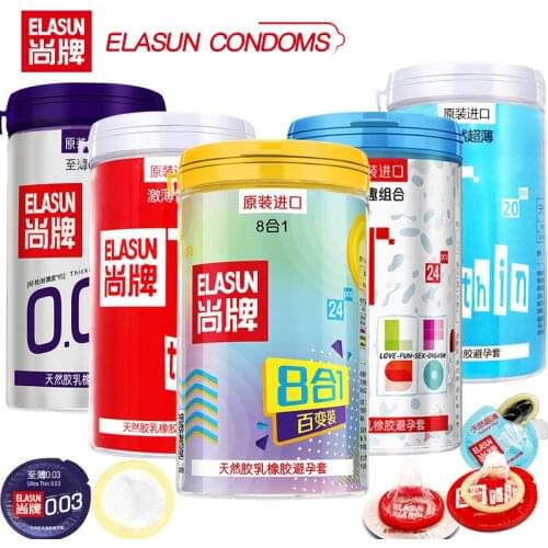 Elasun Condoms for Men Ultra Thin Natural Latex Cock Penis Sleeve Condom G-spot Vaginal Stimulation Condoms Adult Sex Products
