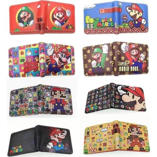 Super Mario Men Wallet Cartoons Mario Bros Short PU Printing Coin Purse Card Holder Fashion Womens Clutch Bag Money Clip Gifts