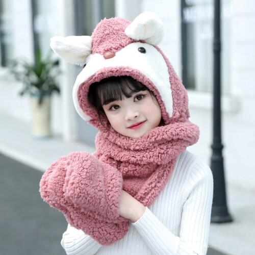 New arrival fashion sweet patchwork children hats winter warm cute comfortable fresh simple vintage hat gift scarf and gloves