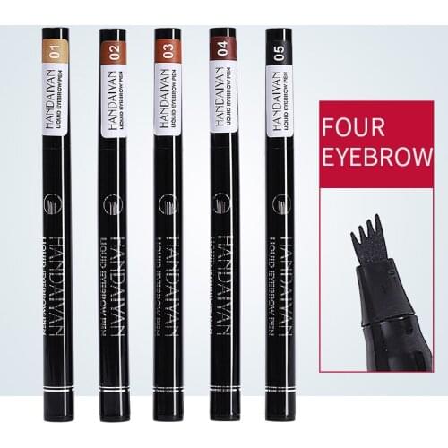 New Four Head Liquid Tattoo Eyebrow Pencil Pen Lasting Waterproof Eyebrow Enhancer Fork Tip Eyebrow Tint Makeup Tools