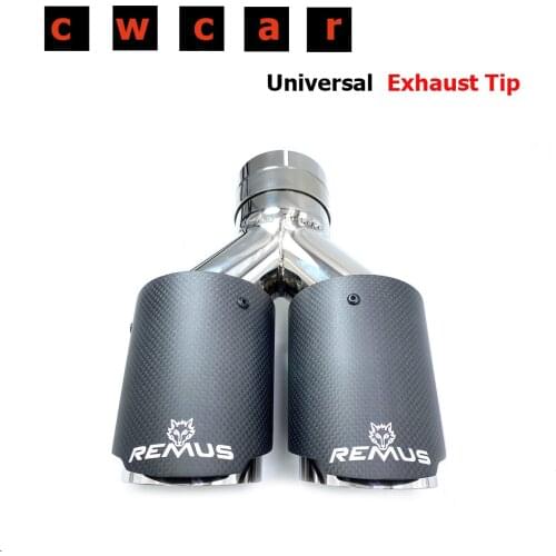 Top Quality 1 Piece Car Exhaust Pipe Remus Carbon Fibre Styling Stainless Steel Dual Universal Automobile Muffler Accessories