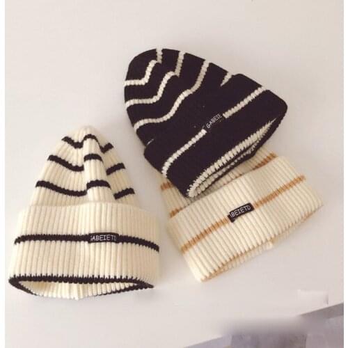 2020 Autumn Winter Boys and Girls Fashion Striped Knitted Hat Kids Preppy Style Hat