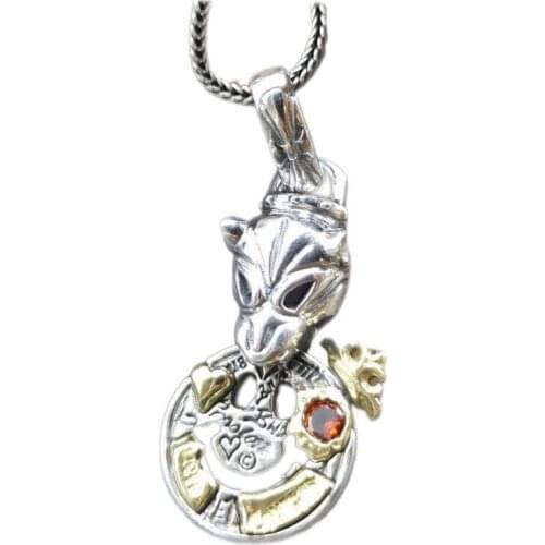 BOCAI New 2021 Real s925 Silver Original Fashion Smiley Fox Pendant for Man Simple Personality Couples Man and Woman Pendants