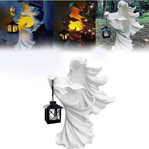 Halloween Resin Lantern Cracker Barrel Statue Lantern Supplies Home Garden Yard Party Decoration Halloween Christmas Ornament