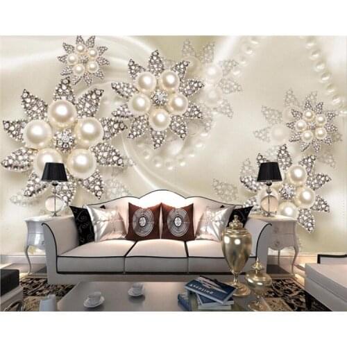 Custom wallpaper for wall paper large mural wall stickers 3D diamond jewelry flowers TV backdrop papel de parede 3D