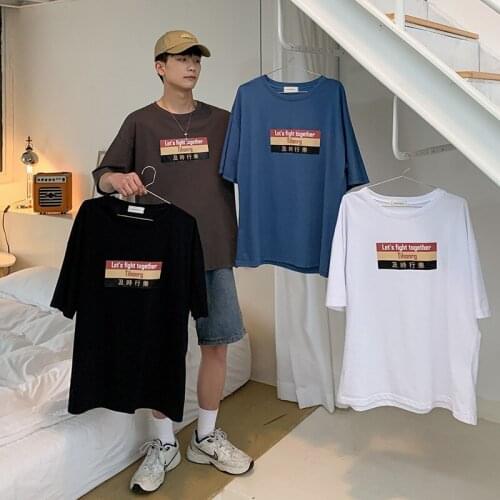 100% Pure Cotton Harajuku Casual Round Neck Half Sleeve Loose T-shirt Mens Loose Bottoming Shirt Oversized T-shirt Mens Shirt