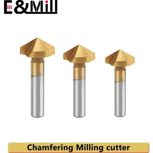 Straight shank titanium plated 1 or 3 flute chamfering knife stainless steel chamfering drill bit end mill reaming hole trimmer