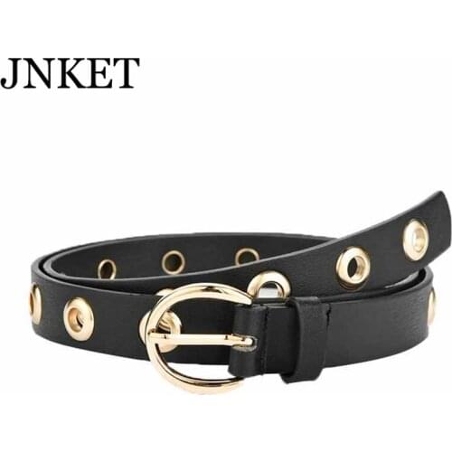 JNKET New Fashion Womens PU Leather Belt Pin Buckles Waist Belt Grommet Rivets Waist Belt Casual Jeans Rock Belt Waistband