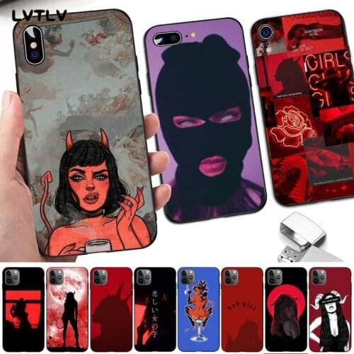 LVTLV Sexy Devil Woman Phone Case for iPhone 8 7 6 6S Plus X 5S SE 2020 XR 11 12 pro XS MAX