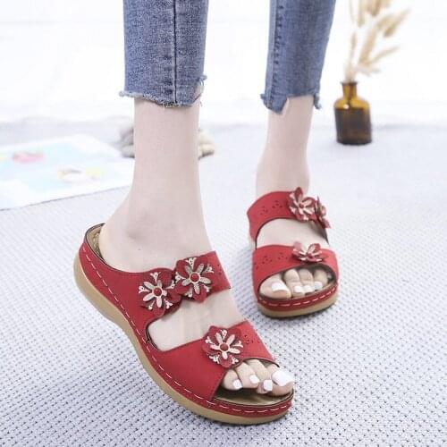 New Summer Women Slipper Flower Ladies Open Toe Sandals Platform Wedge Slides Beach Casual Shoes