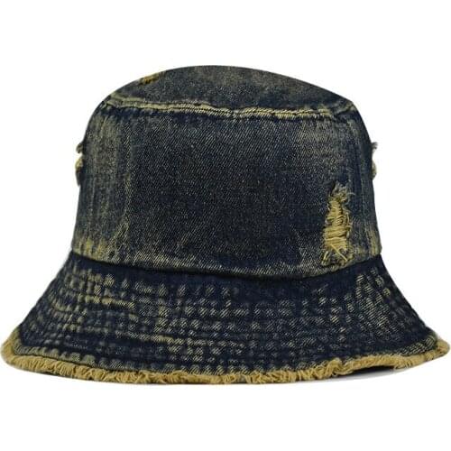 Bucket Hat Women Spring Summer Sun Beach Men Washed Jeans Fabric Blue Durable Accessory For Teenagers