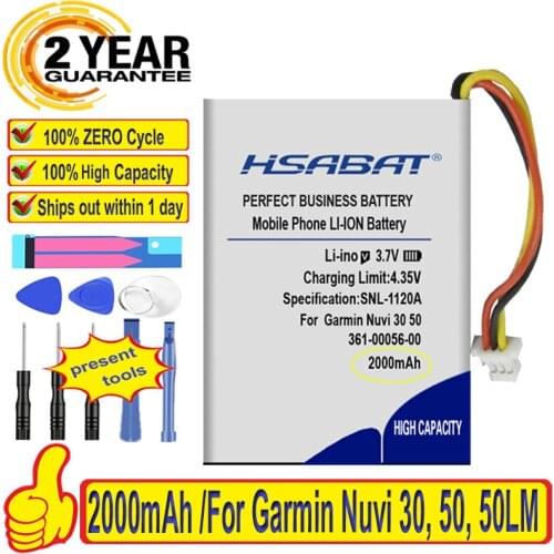 Top Brand 100% New 2000mAh 361-00056-00 Battery for Garmin Nuvi 30, 50, 50LM, 55LM, 55LMT Batteries + free gfit